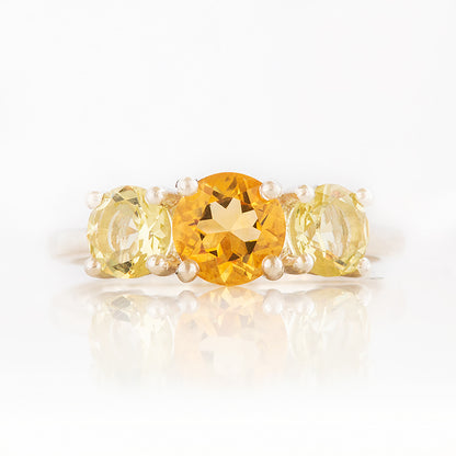Citrine and Lemon Quartz trilogy anniversary ring - Victoria's Jewellery