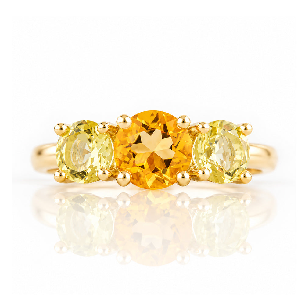 Aria, Citrine and Lemon Quartz Trilogy Ring - Victoria's Jewellery