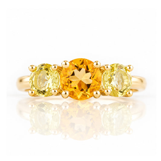 Aria, Citrine and Lemon Quartz Trilogy Ring