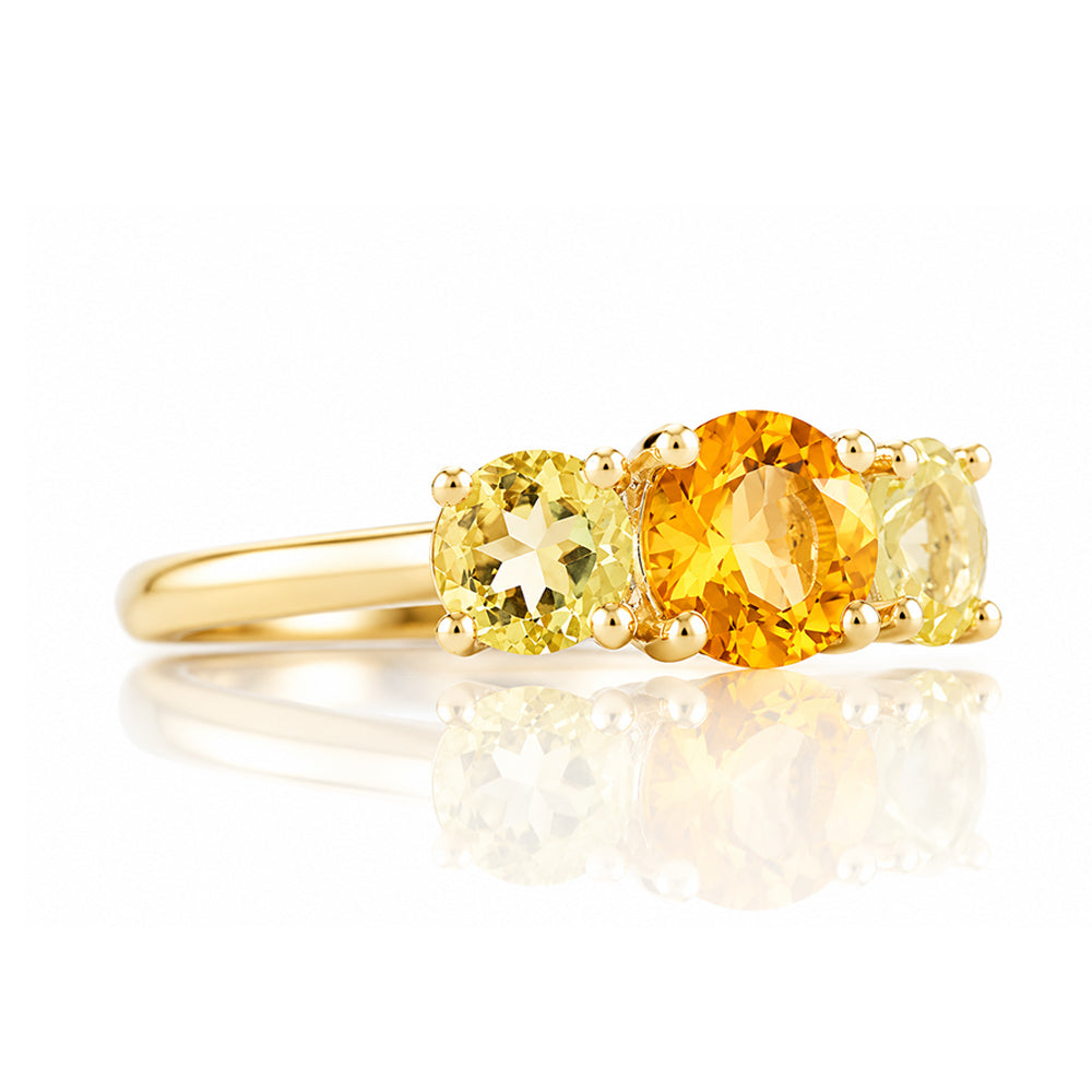 Aria, Citrine and Lemon Quartz Trilogy Ring - Victoria's Jewellery