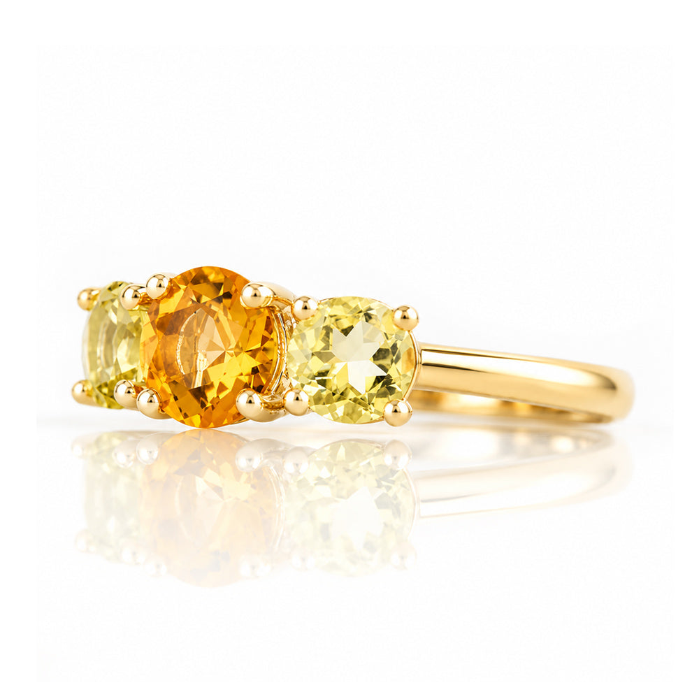 Aria, Citrine and Lemon Quartz Trilogy Ring - Victoria's Jewellery