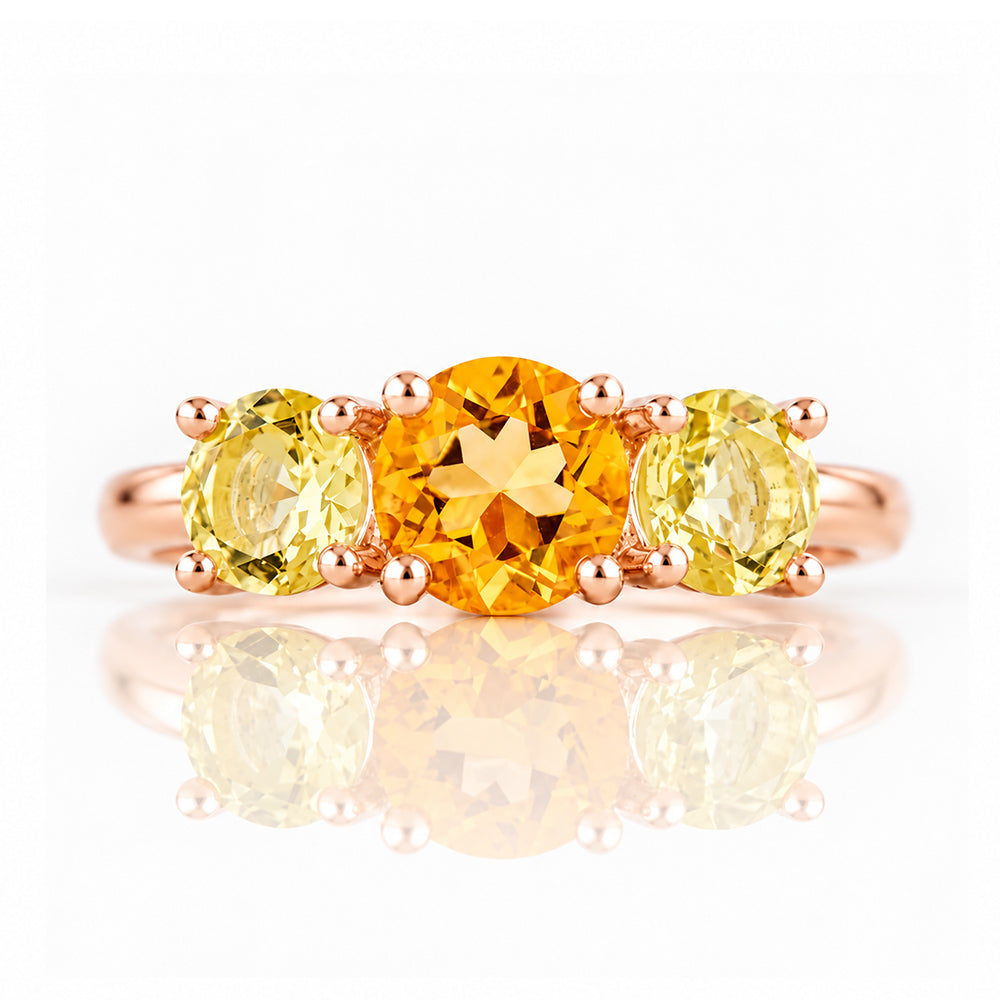 Aria, Citrine and Lemon Quartz Trilogy Ring - Victoria's Jewellery