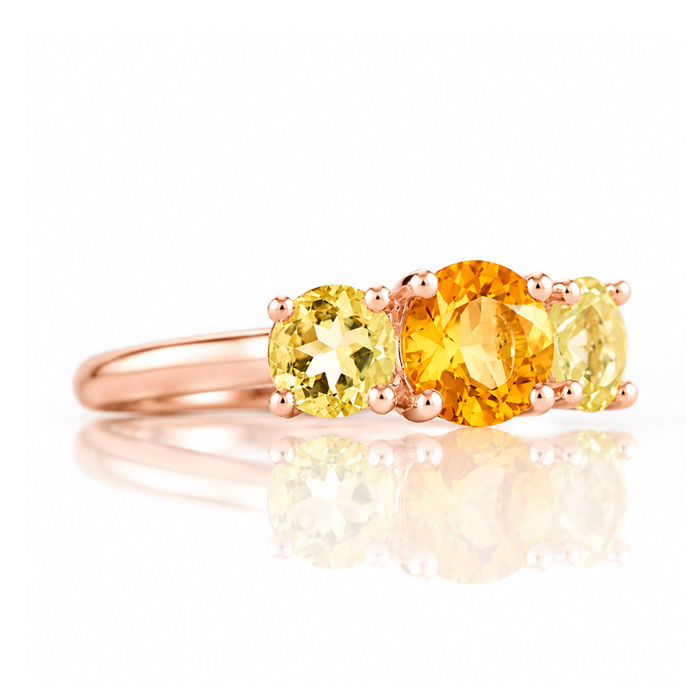 Aria, Citrine and Lemon Quartz Trilogy Ring - Victoria's Jewellery