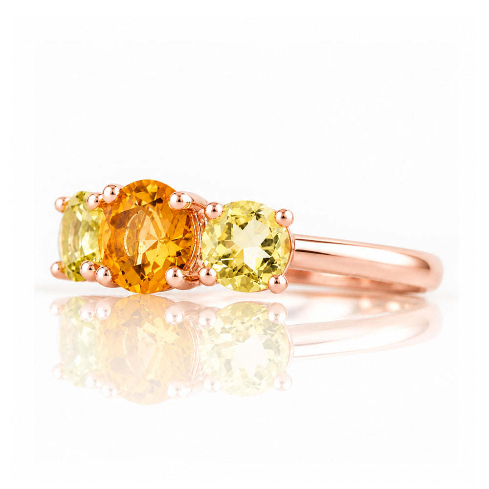 Aria, Citrine and Lemon Quartz Trilogy Ring - Victoria's Jewellery