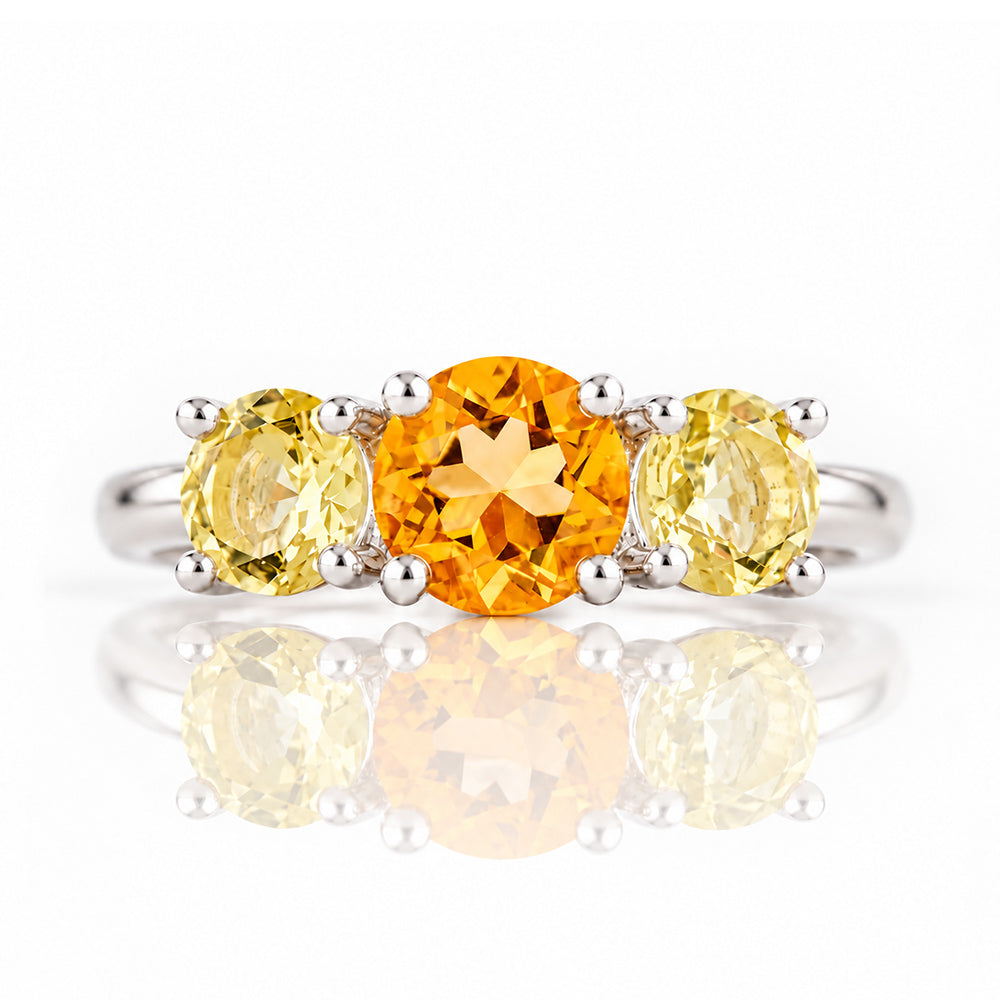 Aria, Citrine and Lemon Quartz Trilogy Ring - Victoria's Jewellery