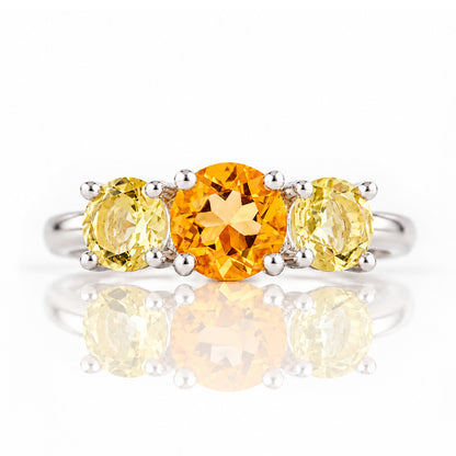 Aria, Citrine and Lemon Quartz Trilogy Ring - Victoria's Jewellery