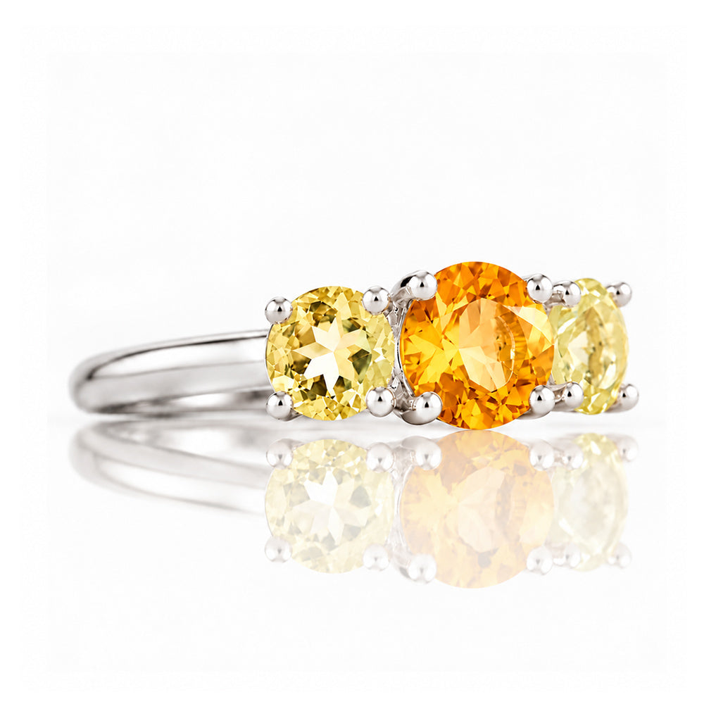 Aria, Citrine and Lemon Quartz Trilogy Ring - Victoria's Jewellery