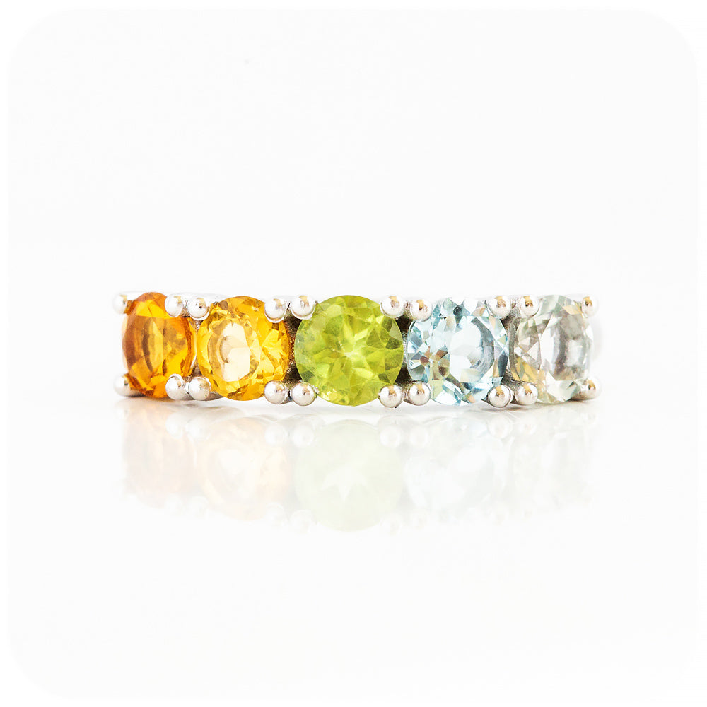 Citrine, Peridot and Topaz Ombre Style half eternity Ring - Victoria's Jewellery