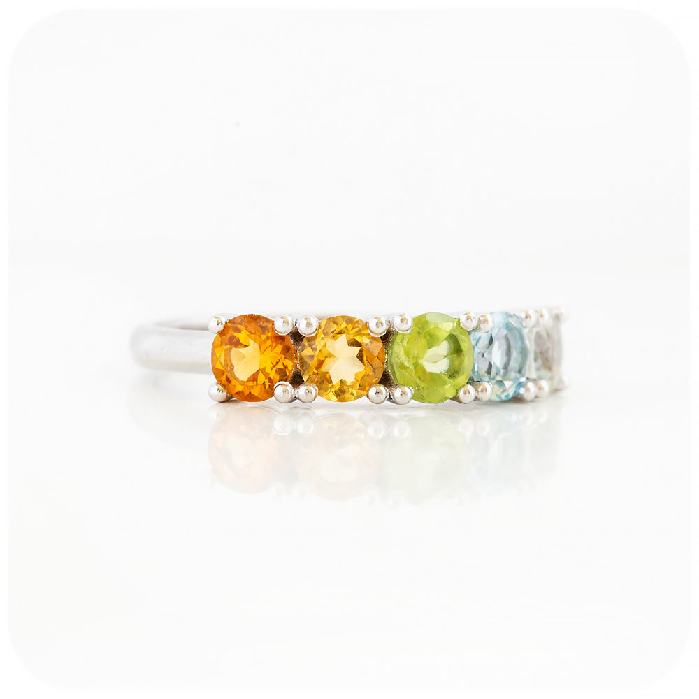 Citrine, Peridot and Topaz Ombre Style half eternity Ring - Victoria's Jewellery