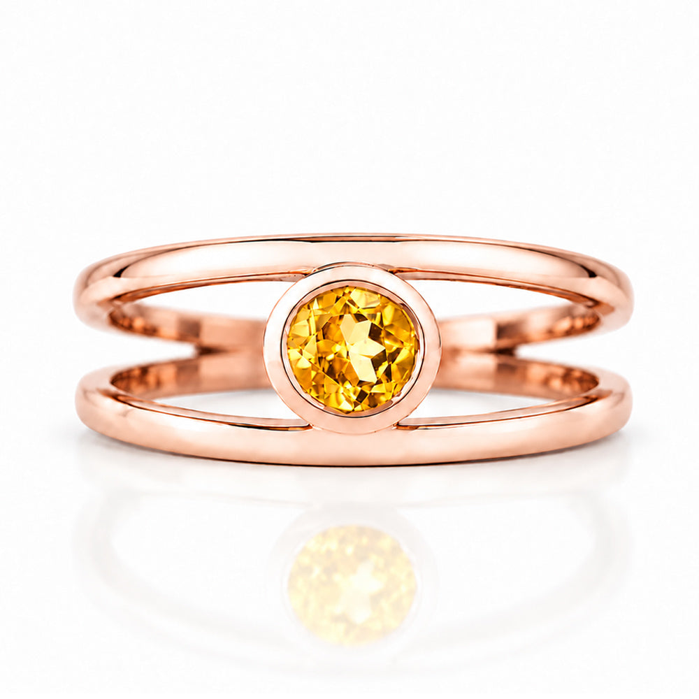 Harper, Round cut Citrine Split Band Ring - Victoria's Jewellery