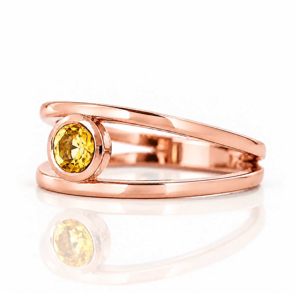 Harper, Round cut Citrine Split Band Ring - Victoria's Jewellery