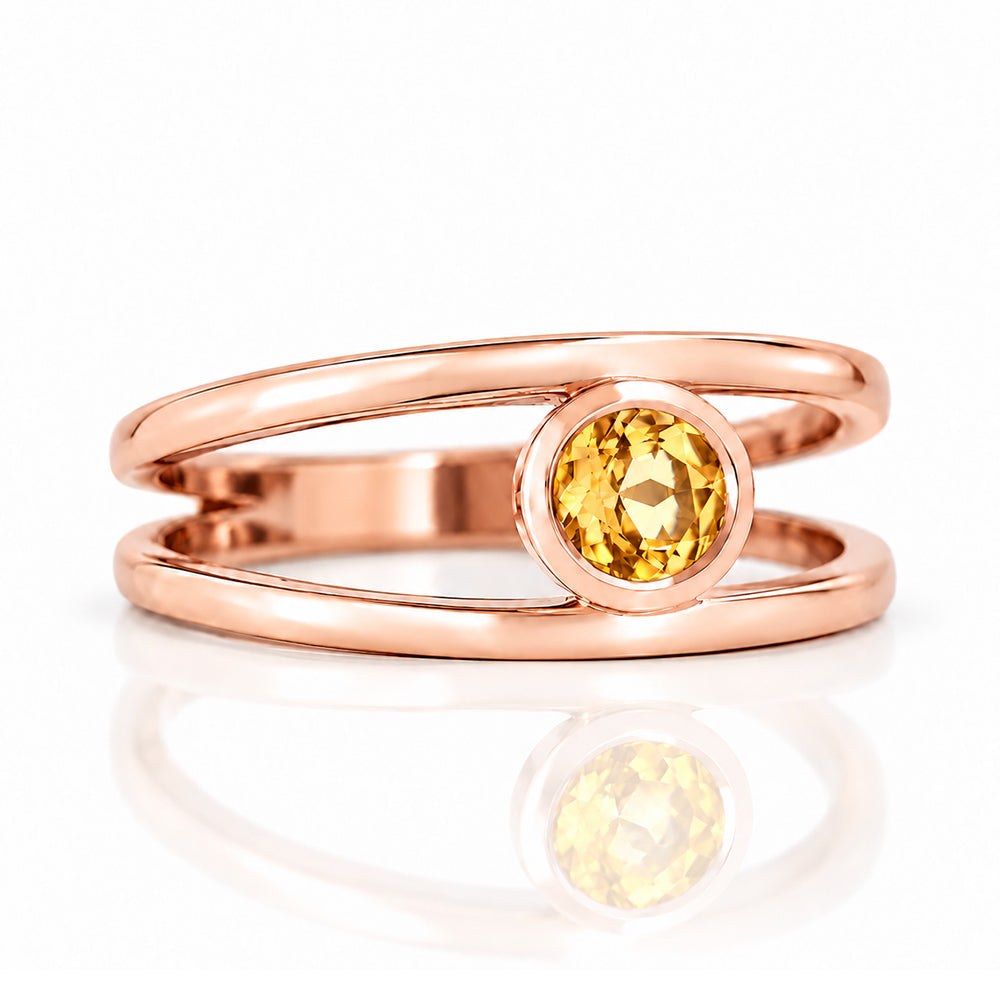 Harper, Round cut Citrine Split Band Ring - Victoria's Jewellery