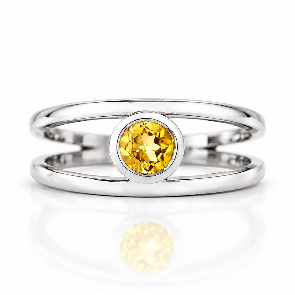 Harper, Round cut Citrine Split Band Ring - Victoria's Jewellery