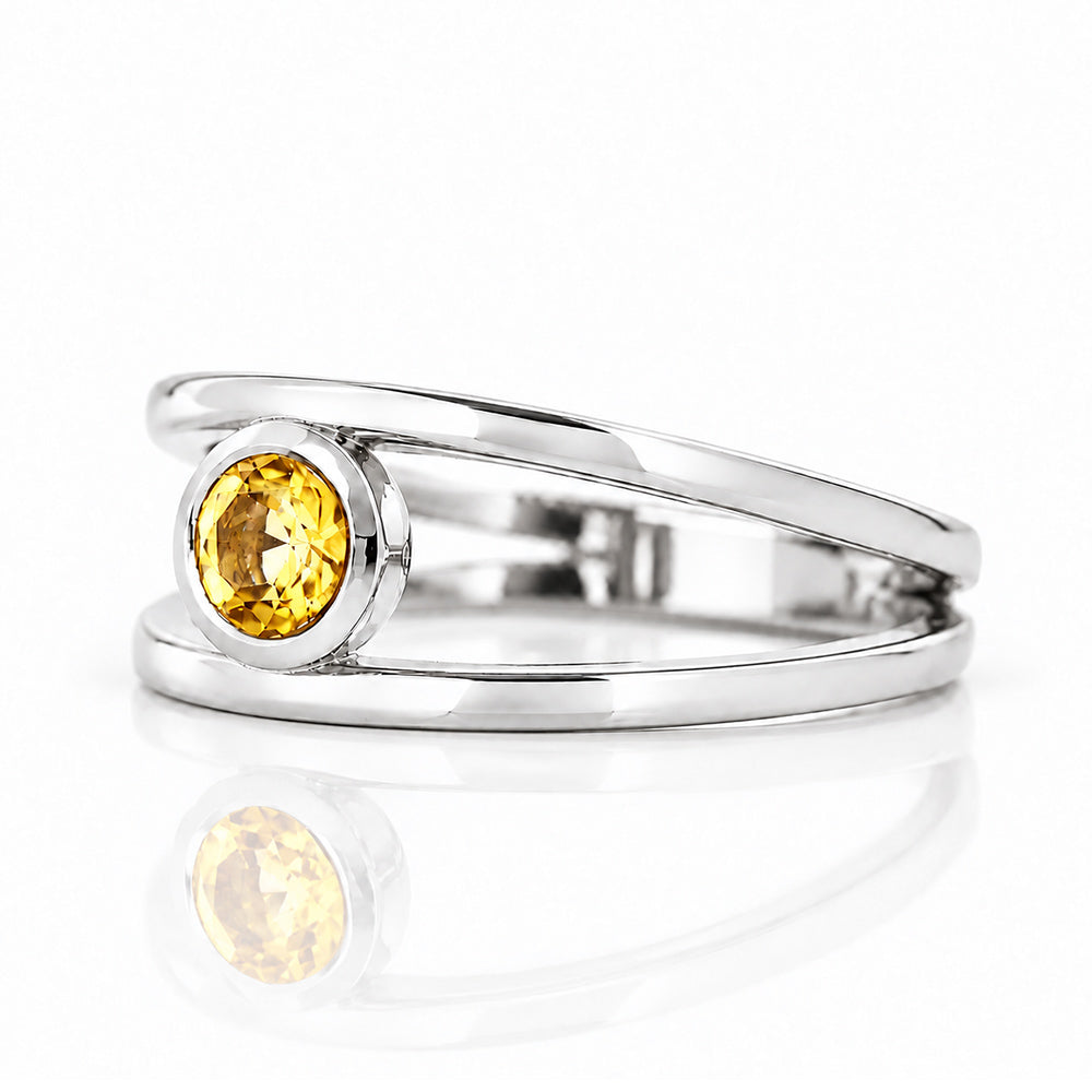 Harper, Round cut Citrine Split Band Ring - Victoria's Jewellery