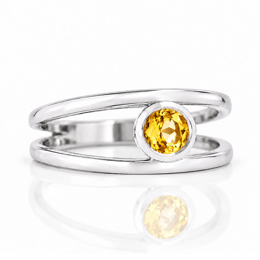 Harper, Round cut Citrine Split Band Ring - Victoria's Jewellery