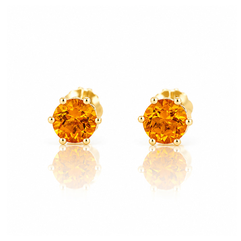 Tulip, Citrine Stud Earrings - 5mm