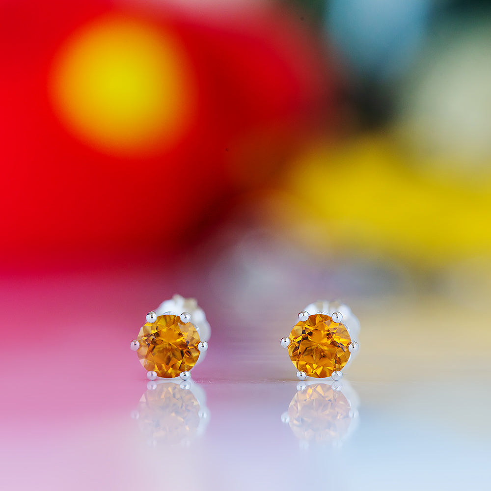 Tulip, Citrine Stud Earrings - 5mm
