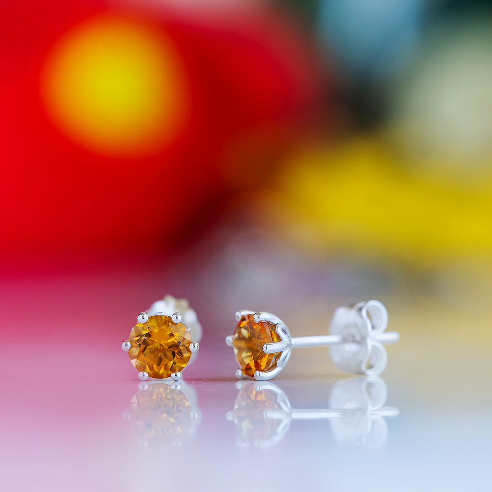 Tulip, Citrine Stud Earrings - 5mm