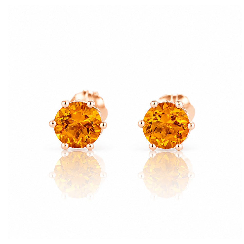 Tulip, Citrine Stud Earrings - 5mm