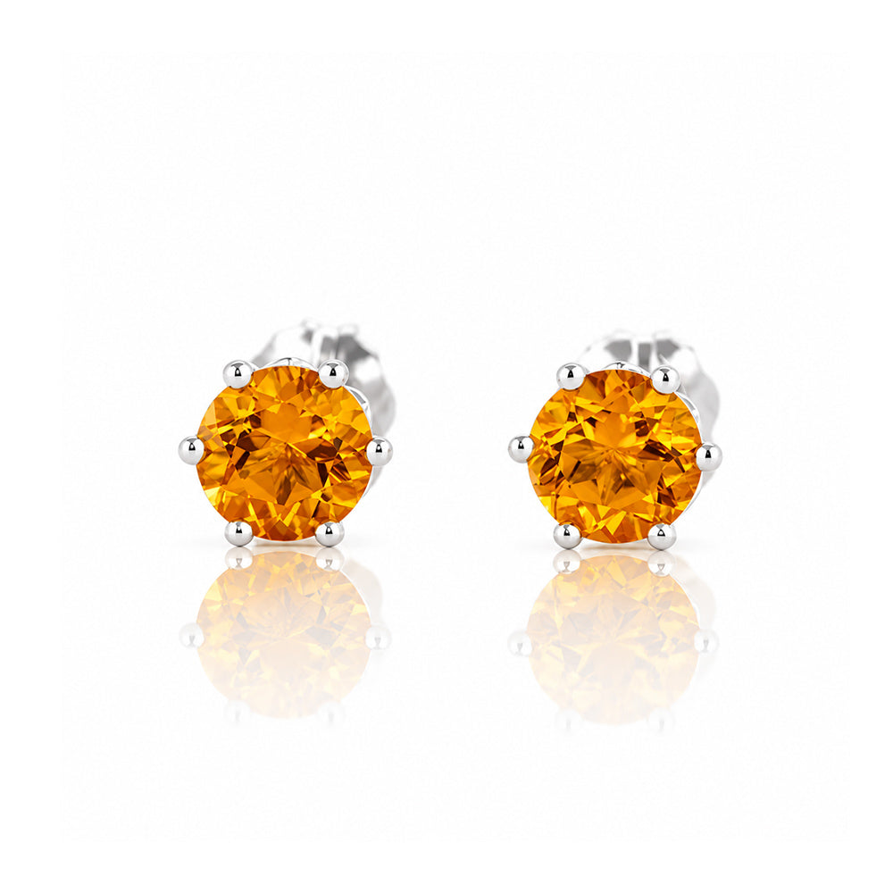 Tulip, Citrine Stud Earrings - 5mm