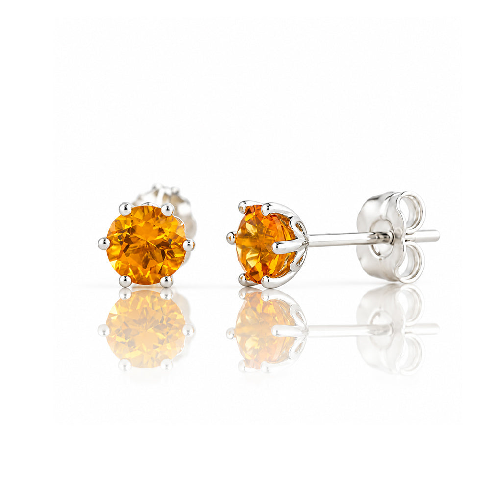 Tulip, Citrine Stud Earrings - 5mm