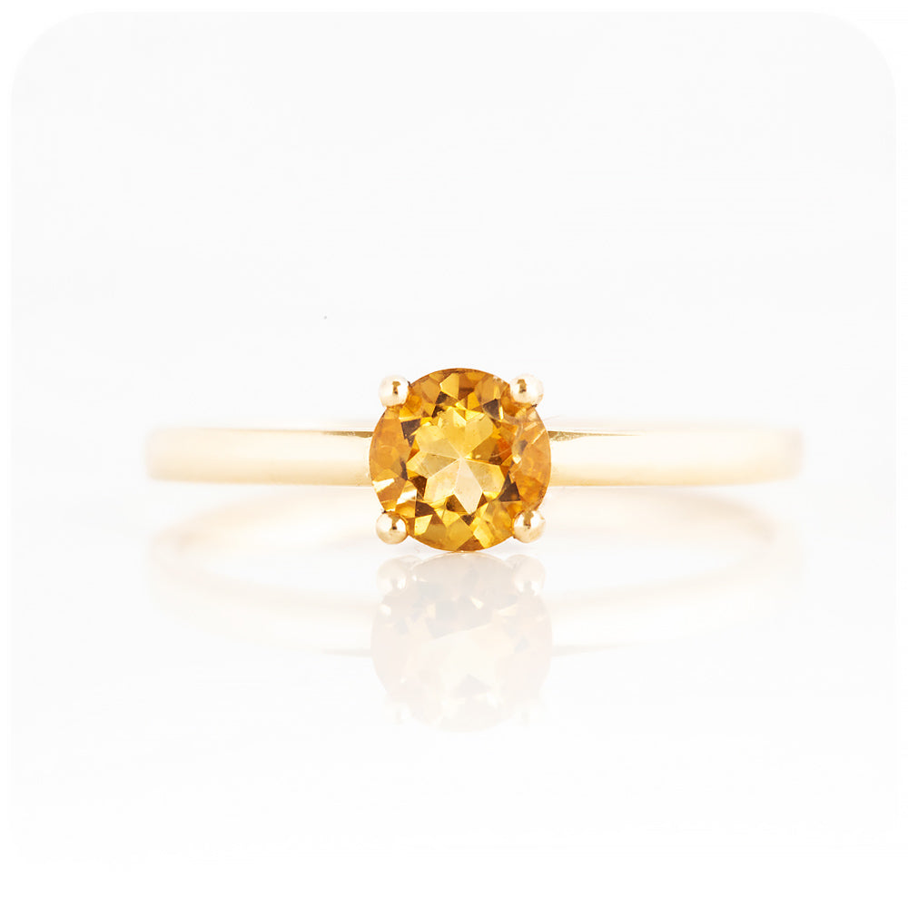 Round Brilliant cut Citrine Solitaire Engagement Ring - Victoria's Jewellery