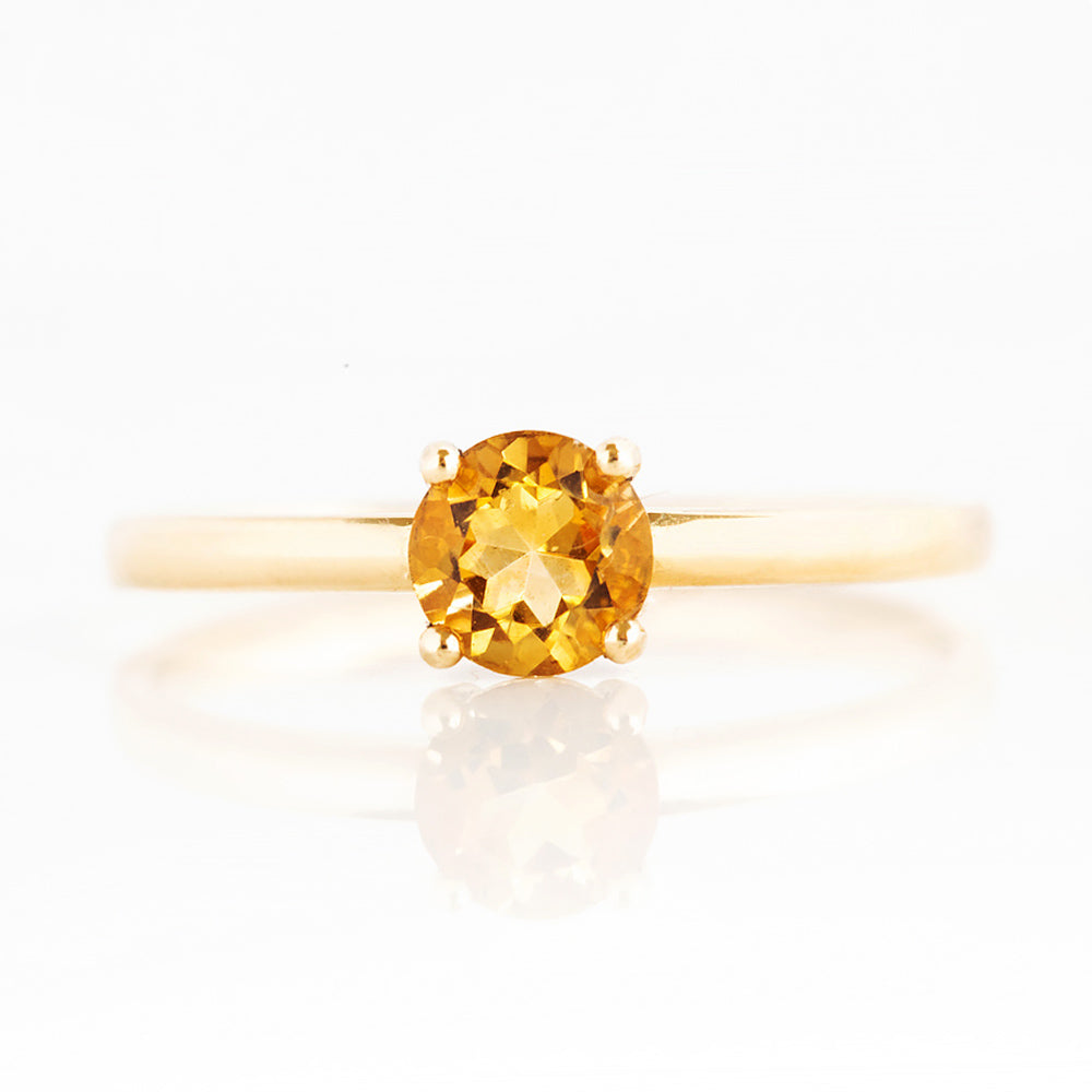 Lina, a Round cut Citrine Solitaire Ring