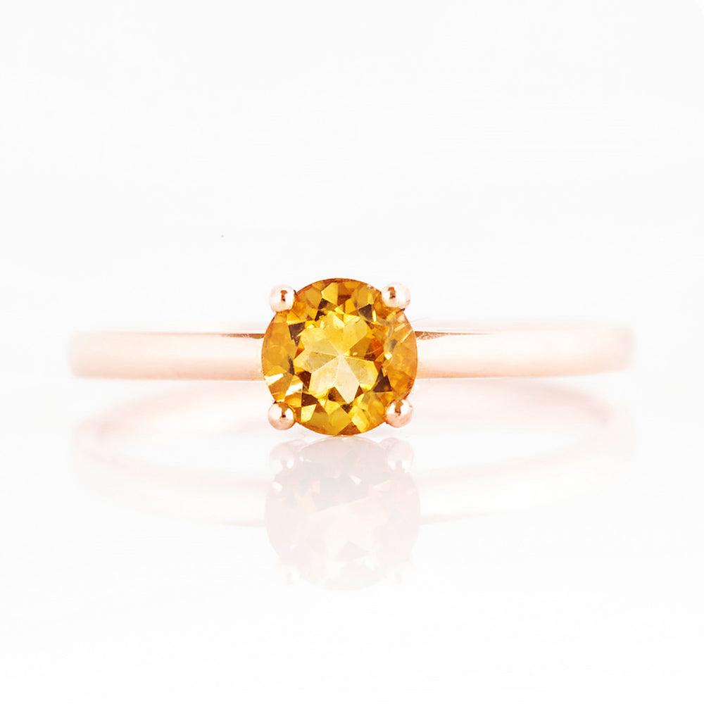 Lina, a Round cut Citrine Solitaire Ring