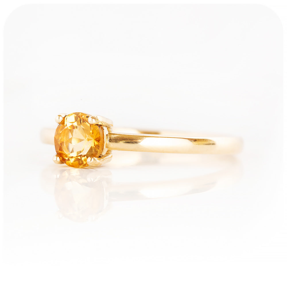 Round Brilliant cut Citrine Solitaire Engagement Ring - Victoria's Jewellery