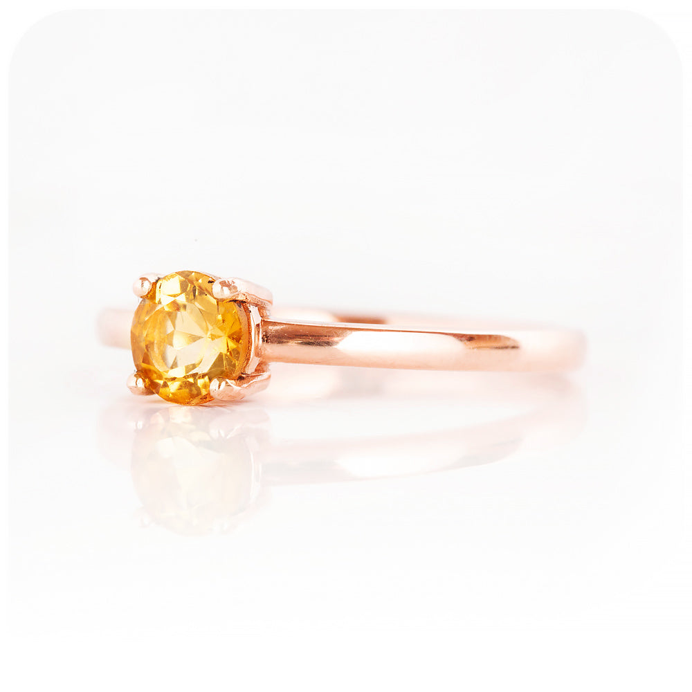 Round Brilliant cut Citrine Solitaire Engagement Ring - Victoria's Jewellery