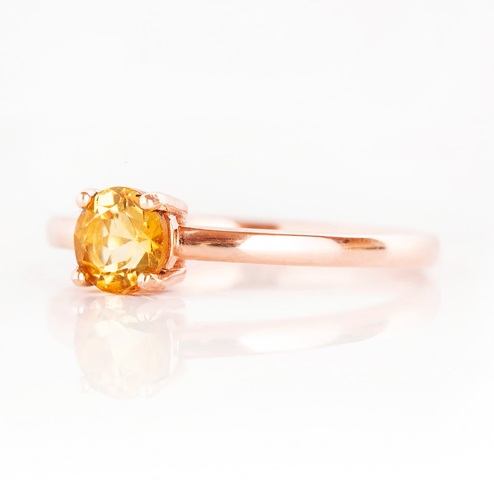 Lina, a Round cut Citrine Solitaire Ring