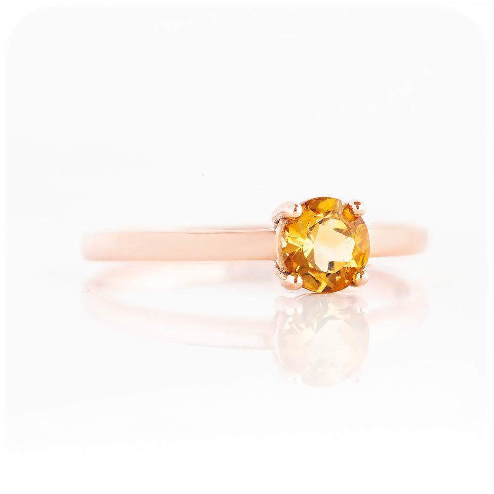 Round Brilliant cut Citrine Solitaire Engagement Ring - Victoria's Jewellery