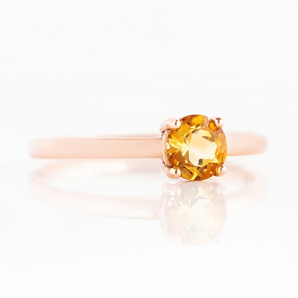 Lina, a Round cut Citrine Solitaire Ring
