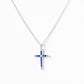 Cross Necklace with Blue Sapphire and Lab Diamonds