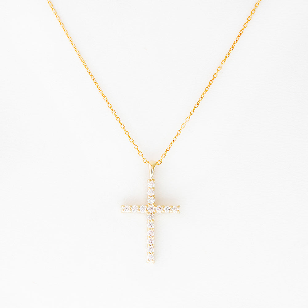 Cross Necklace with Lab Diamonds