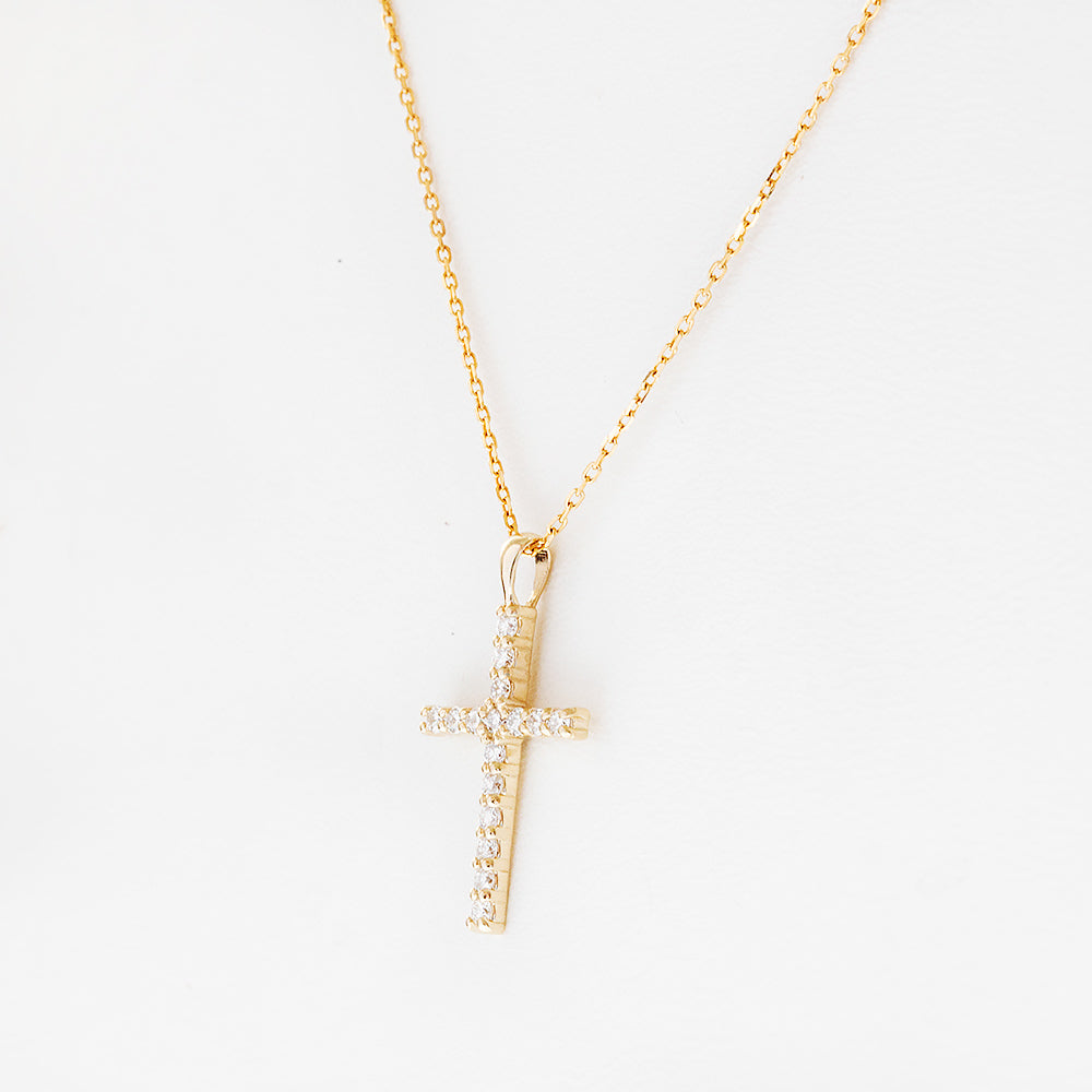 Cross Necklace with Lab Diamonds