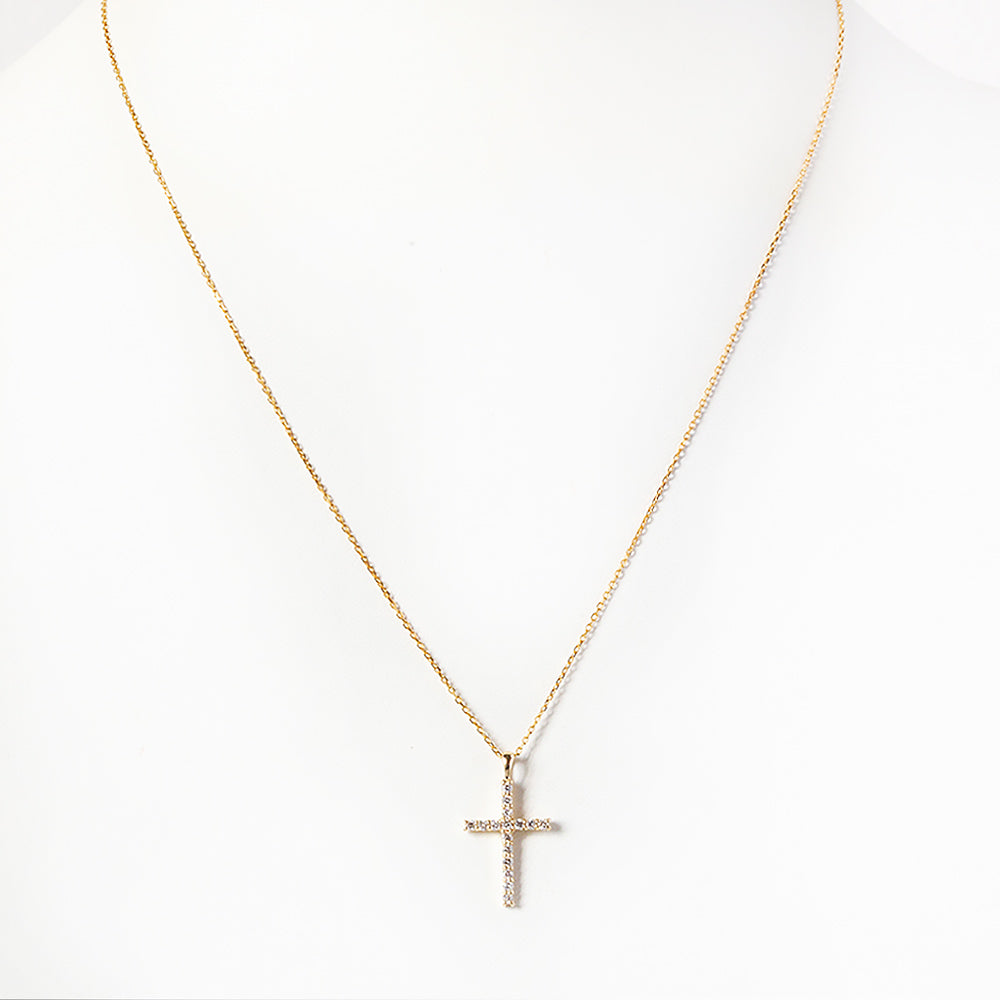 Cross Necklace with Lab Diamonds