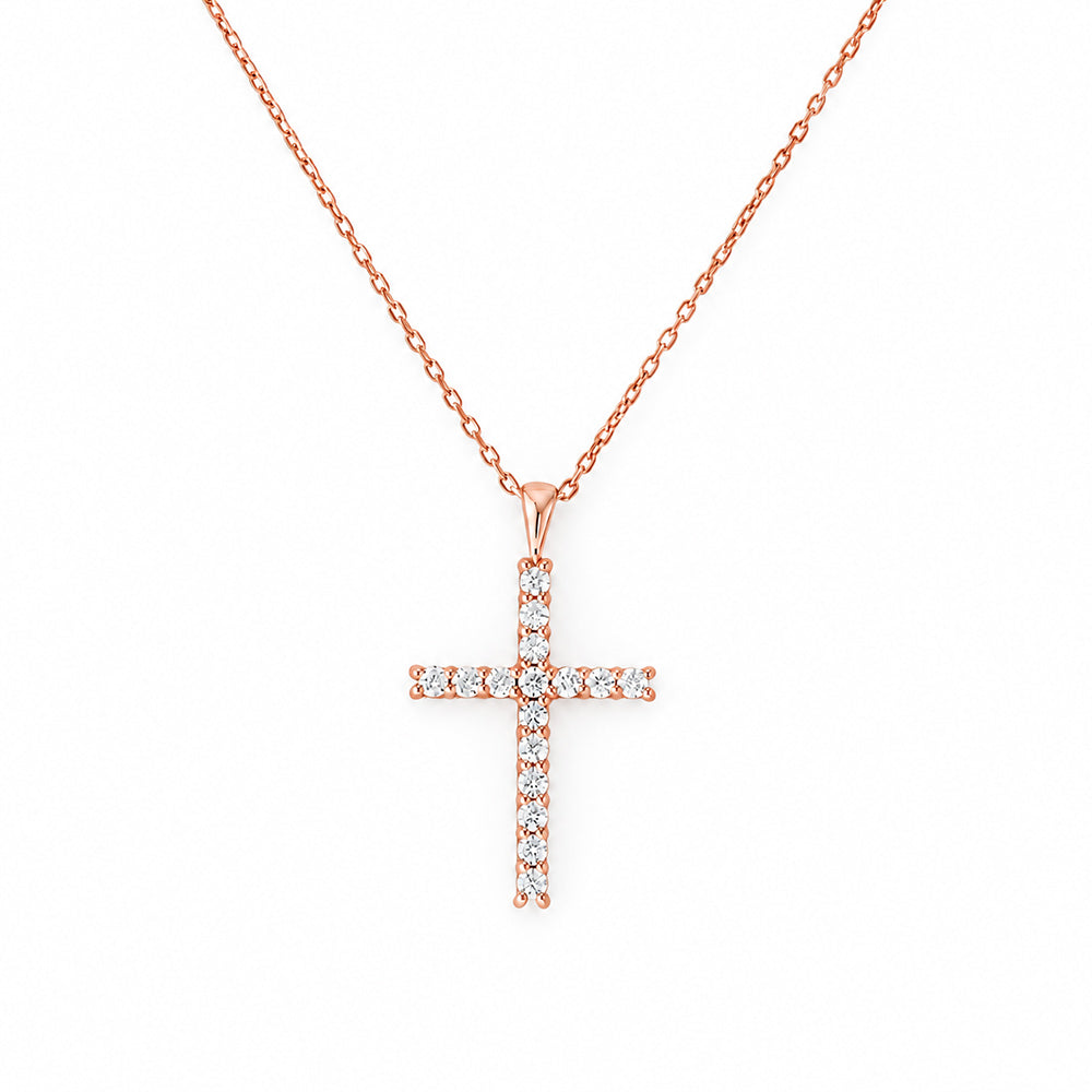 Cross Necklace with Lab Diamonds