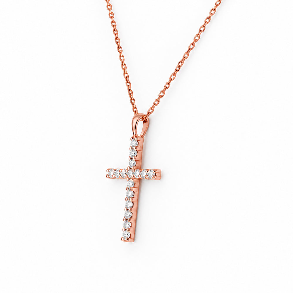 Cross Necklace with Lab Diamonds