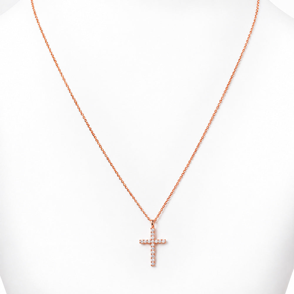 Cross Necklace with Lab Diamonds