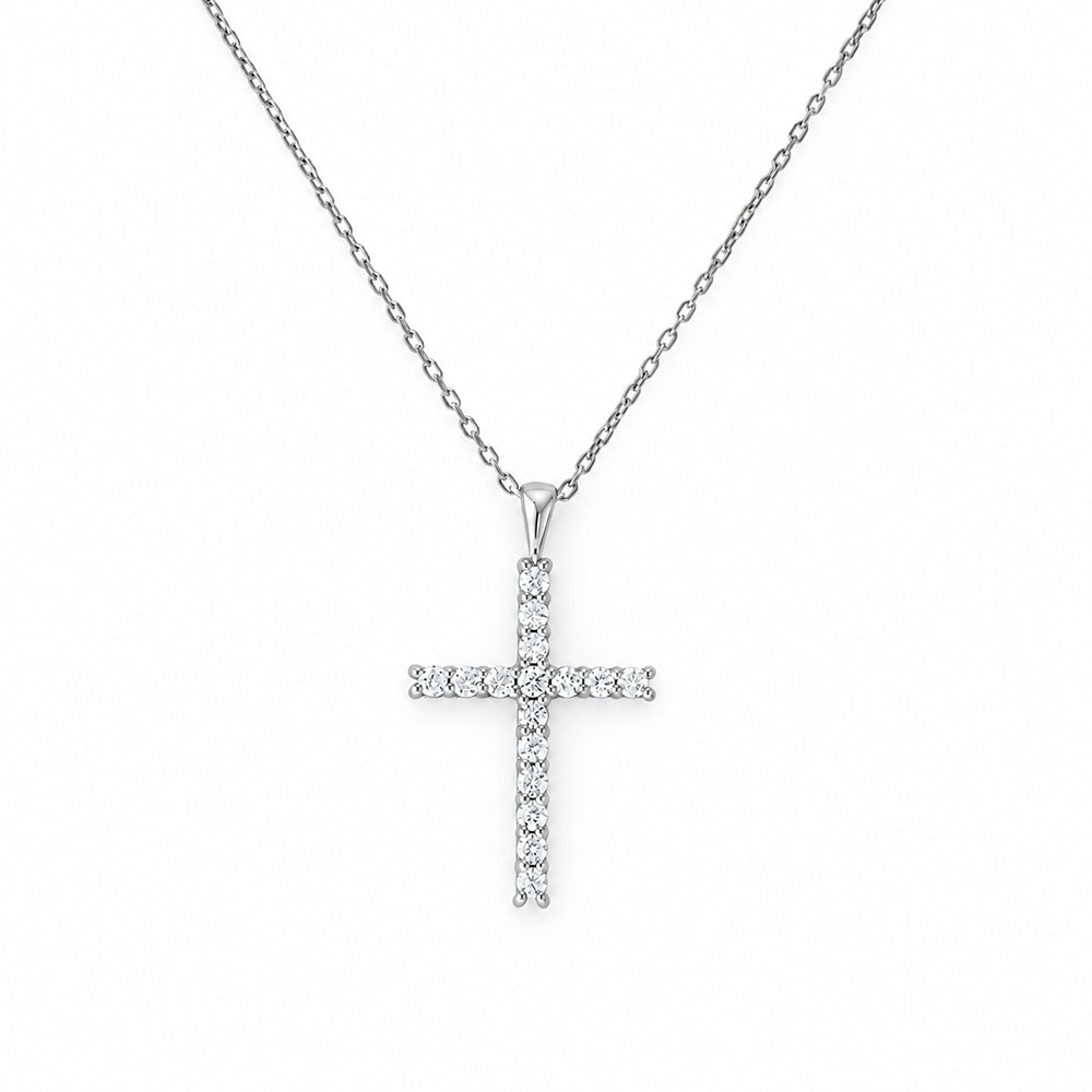 Cross Necklace with Lab Diamonds