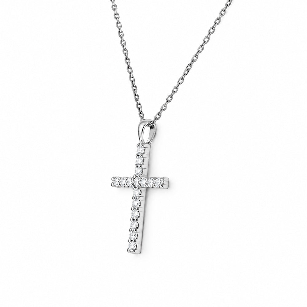 Cross Necklace with Lab Diamonds