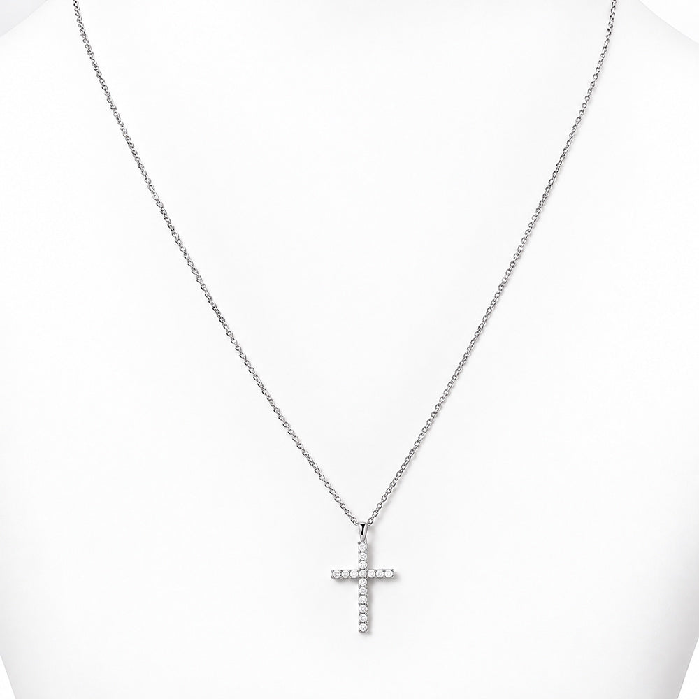 Cross Necklace with Lab Diamonds