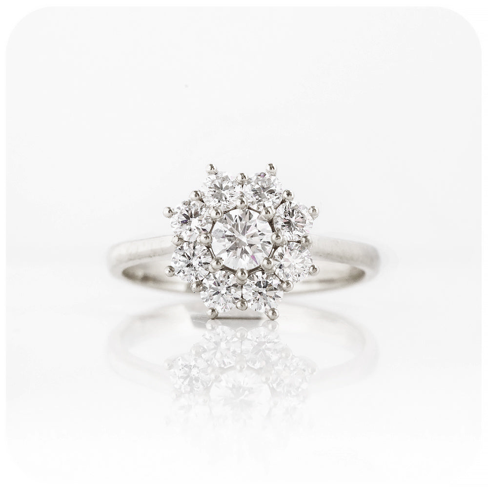 Round Brilliant cut Lab Diamond Cluster Flower Engagement Ring - Victoria's Jewellery