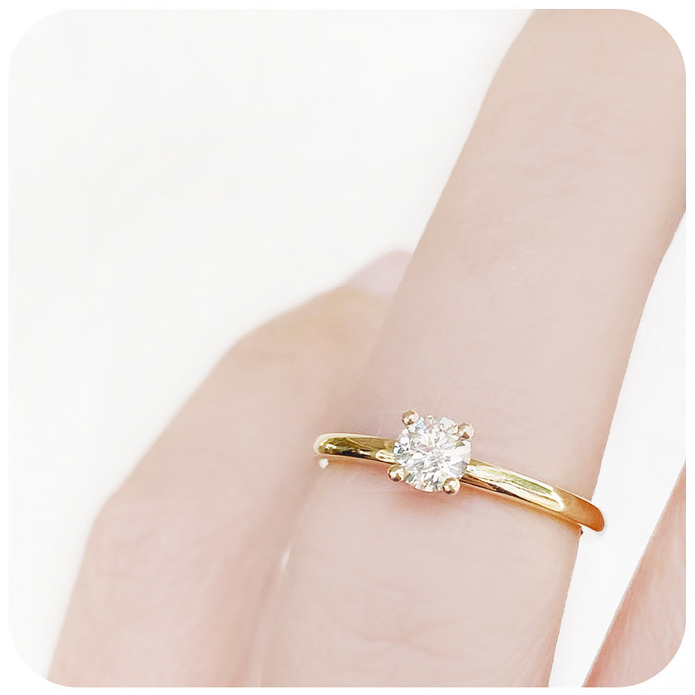 Brilliant Round cut lab Diamond Solitaire Engagement Ring - Victoria's Jewellery