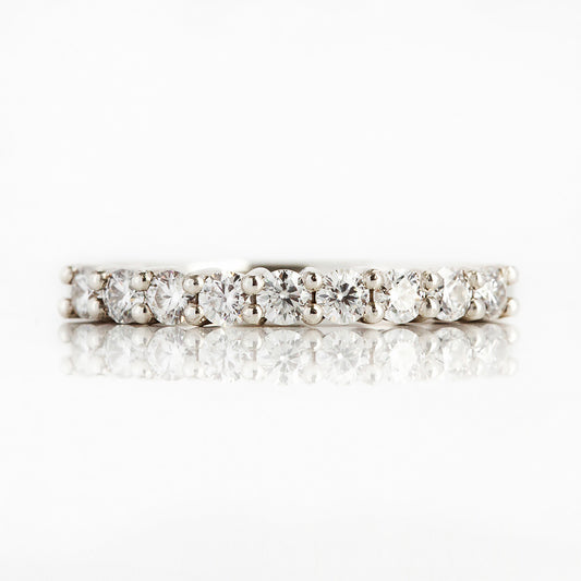 Round cut lab grown diamond half eternity ring in white gold - Victoria's Jewellery