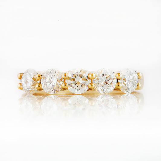 Round cut Diamond Half Eternity Anniversary ring in Yellow Gold - Victoria's Jewellery