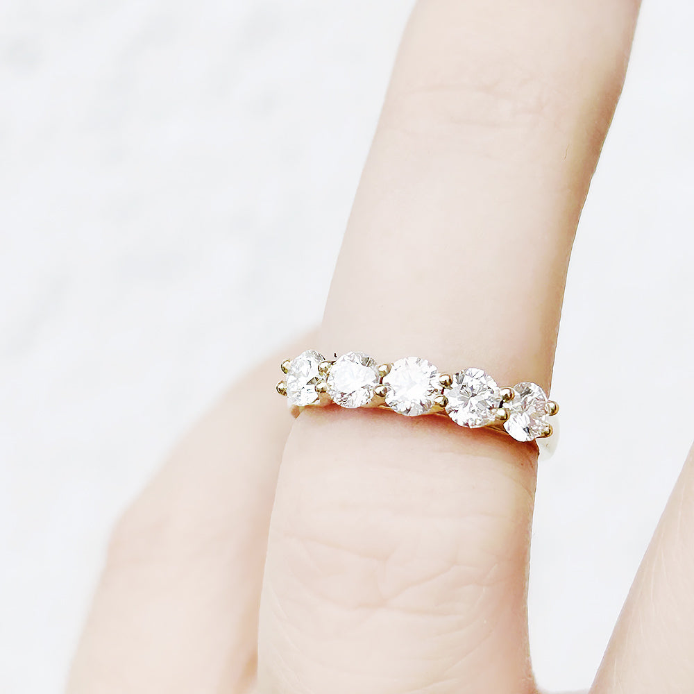 Round cut Diamond Half Eternity Anniversary ring in Yellow Gold - Victoria's Jewellery
