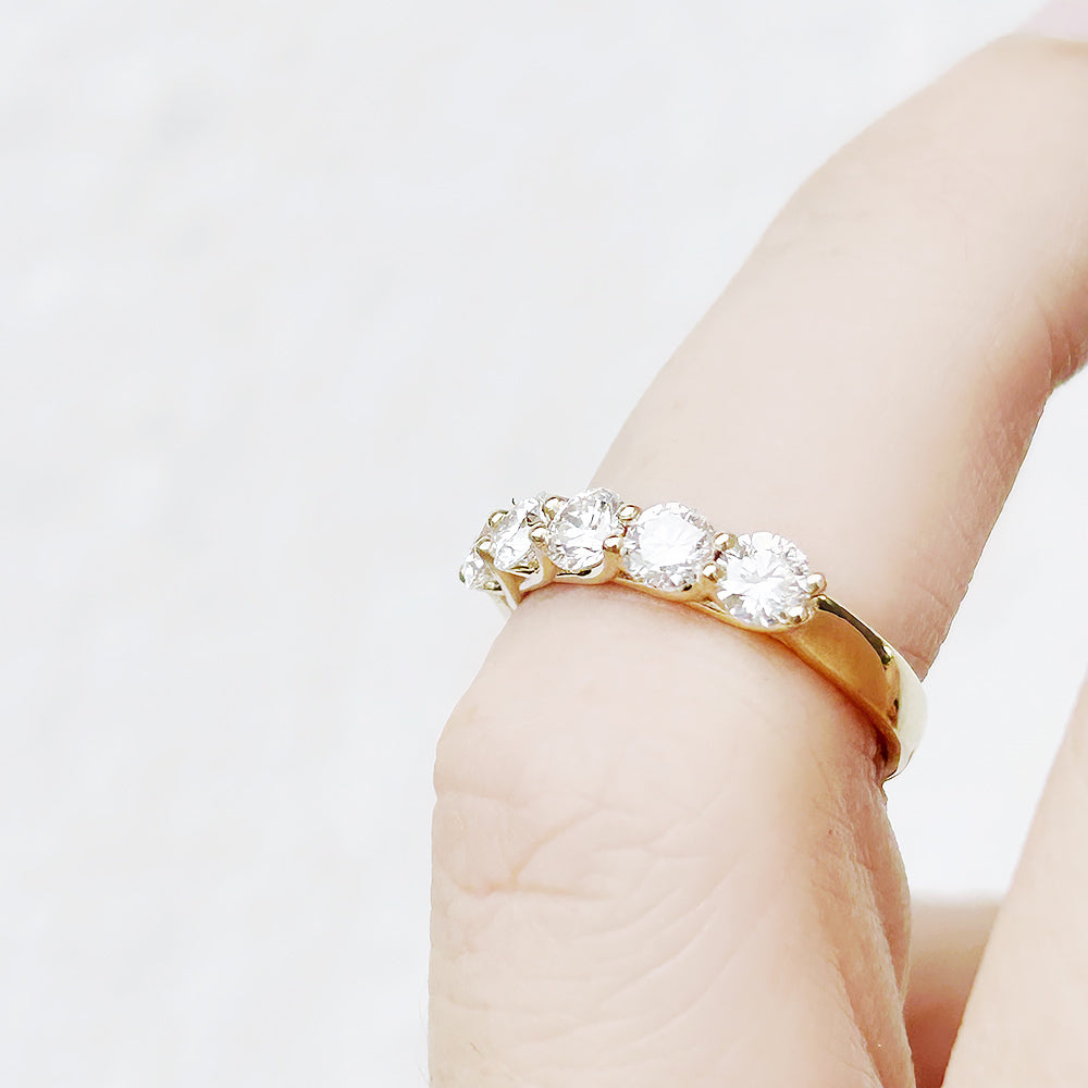 Round cut Diamond Half Eternity Anniversary ring in Yellow Gold - Victoria's Jewellery
