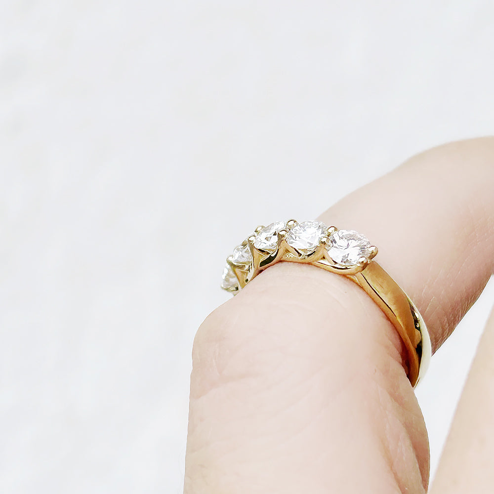 Round cut Diamond Half Eternity Anniversary ring in Yellow Gold - Victoria's Jewellery